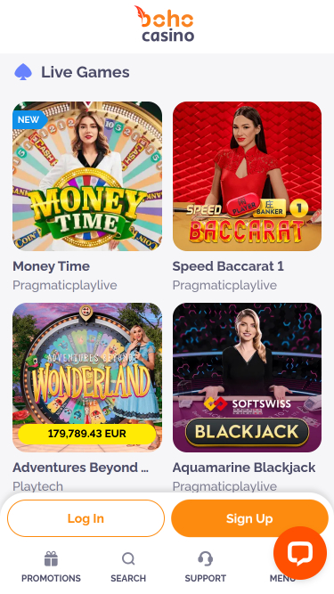 Boho Casino Mobile Live Dealer