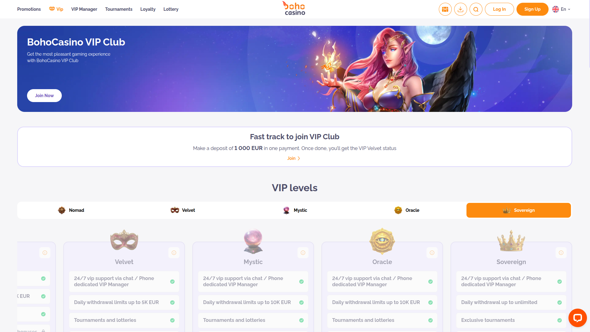 Boho Casino Mobile VIP Program