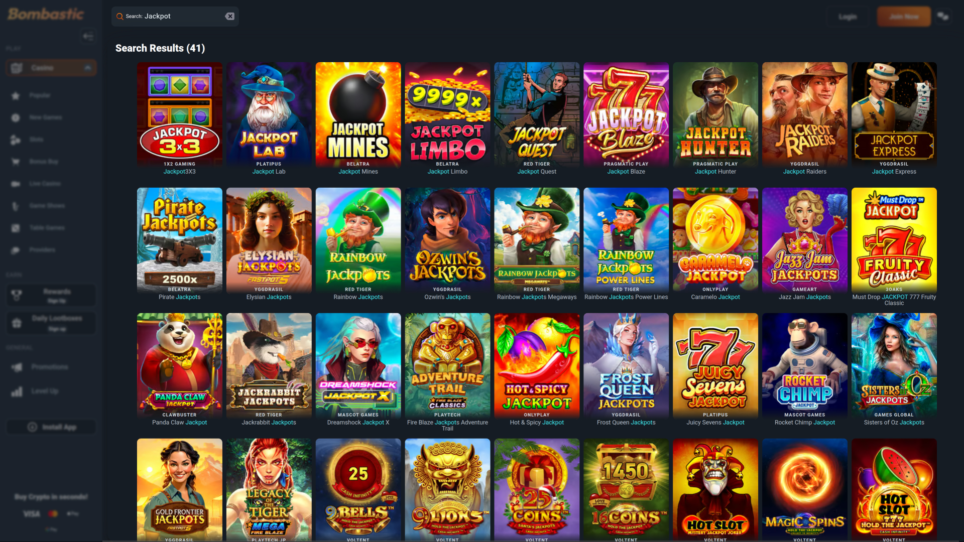 Bombastic Casino Desktop Jackpot