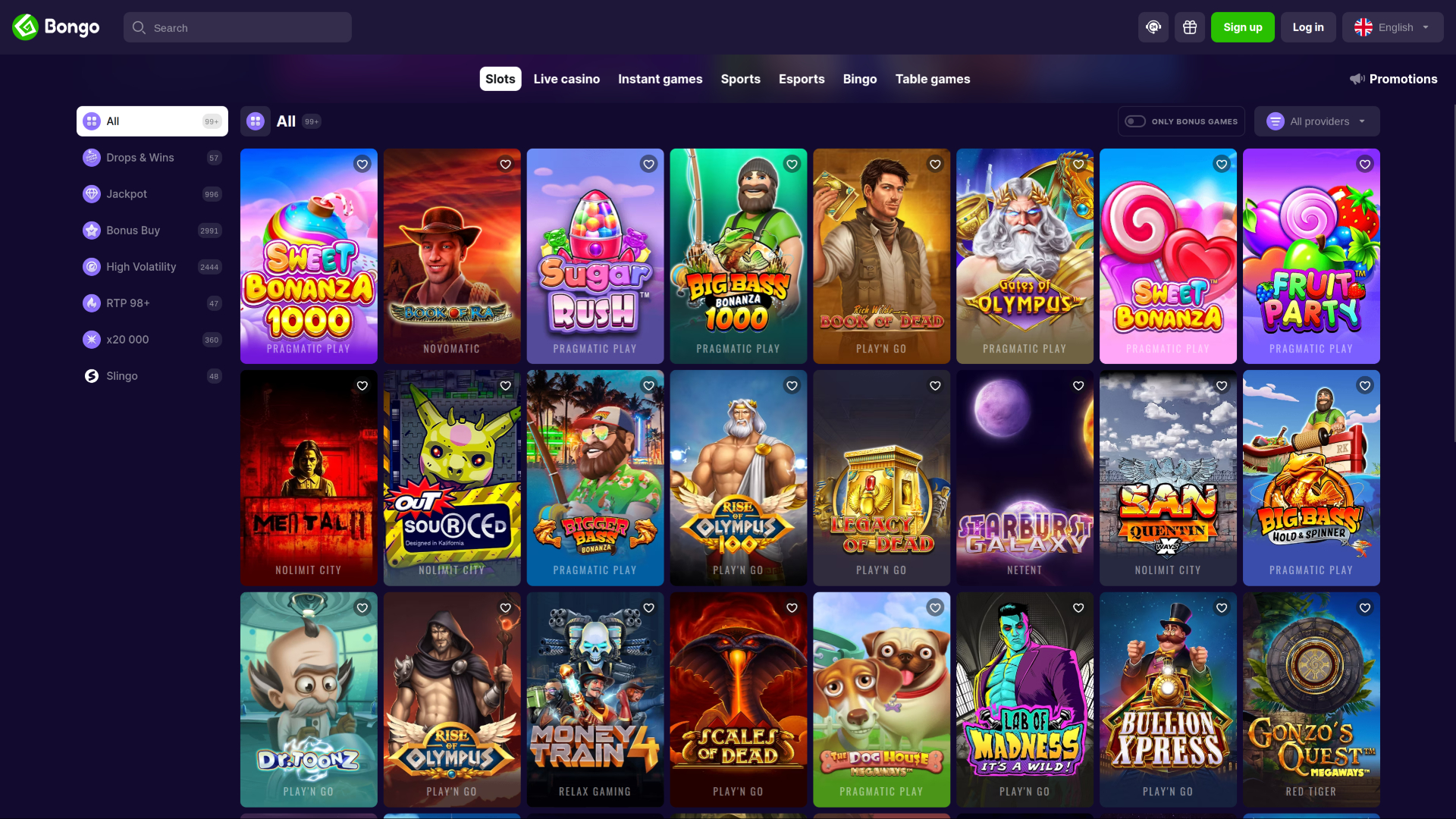 Giochi desktop di Bongo Casino