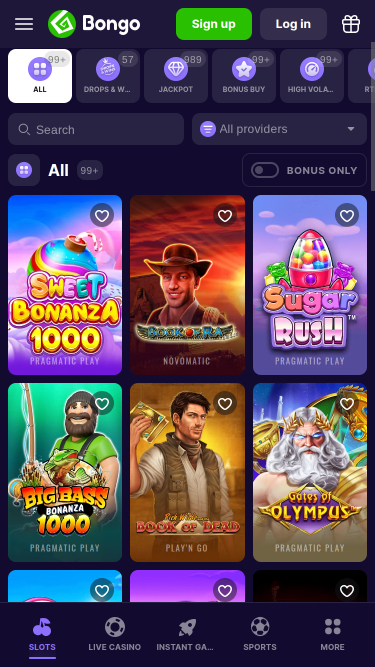 Giochi mobile di Bongo Casino