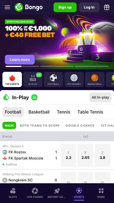 Sport mobile di Bongo Casino