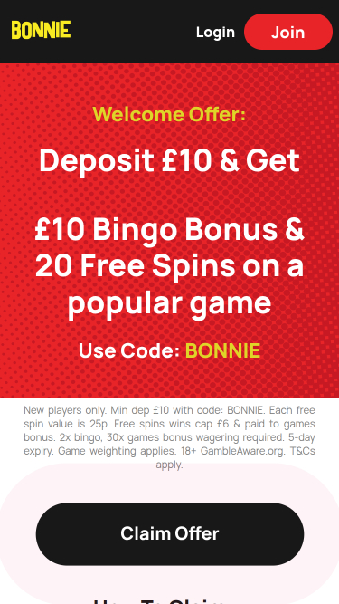 Promotions de Bonnie Bingo sur mobile