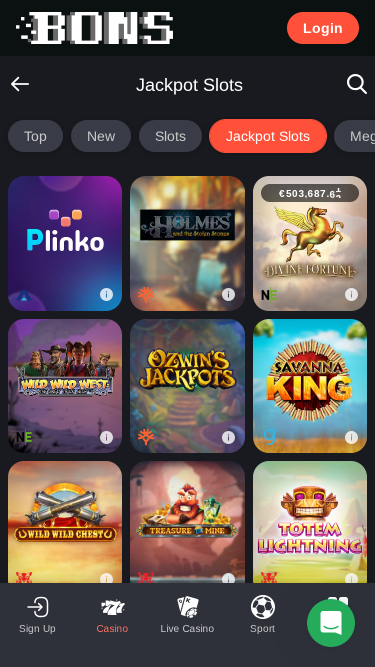 Jackpot mobile de Bons Casino