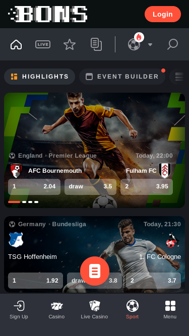 Sports mobiles de Bons Casino