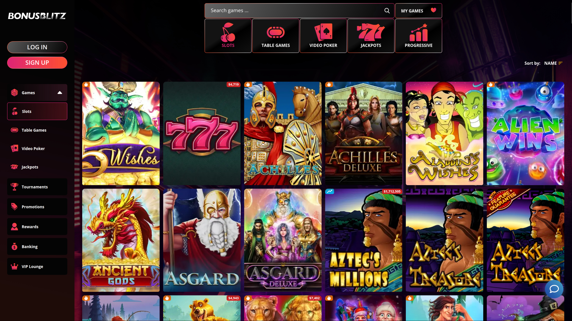 BonusBlitz Casino Desktop-Spiele
