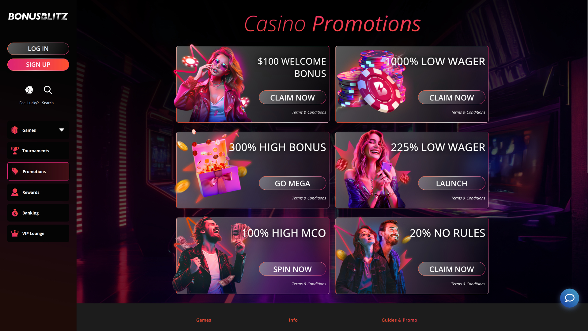 BonusBlitz Casino Desktop-Aktionen