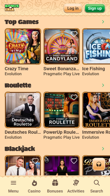 Cassino ao vivo para celular Bonseria
