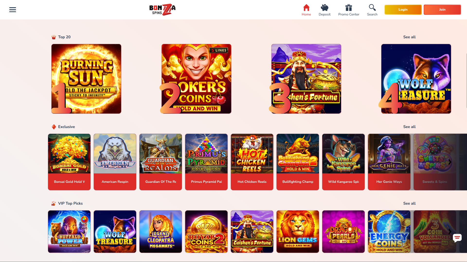 Giochi desktop di Bonza Spins Casino