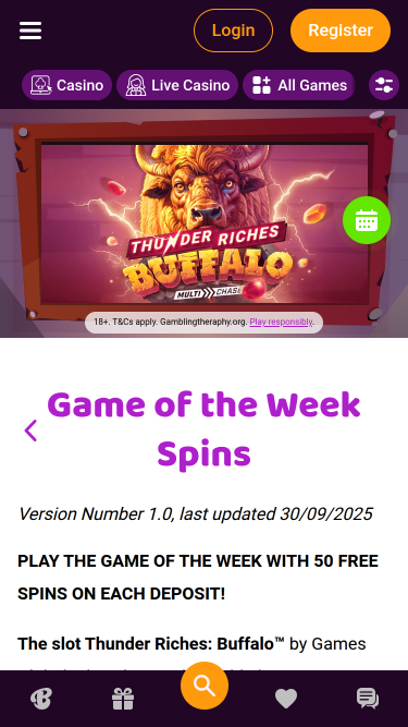 Juego de la semana móvil de Boo Casino