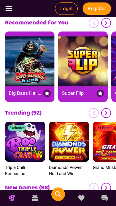 Juegos móviles de Boo Casino