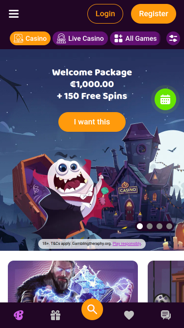 Página de inicio móvil de Boo Casino
