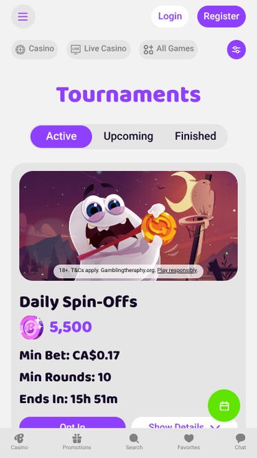 Torneos móviles de Boo Casino