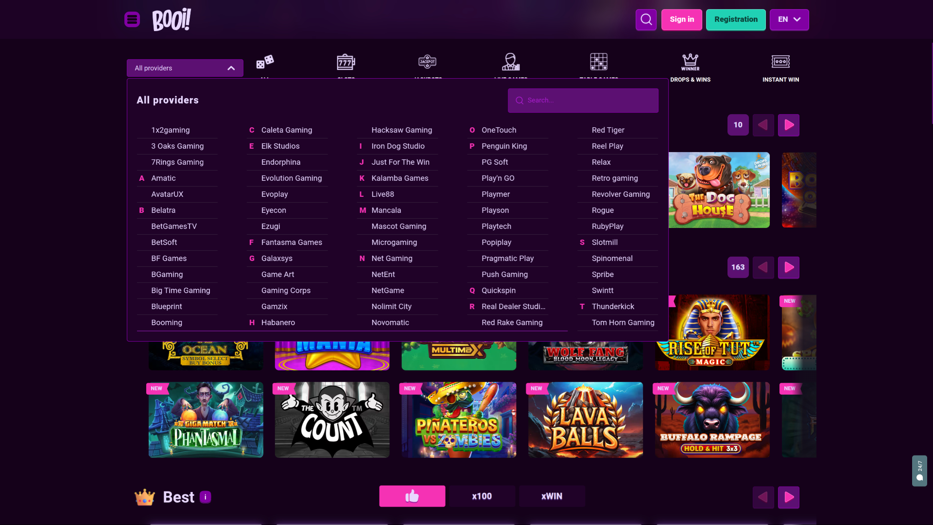 Desenvolvedores de jogos do Booi Casino para desktop