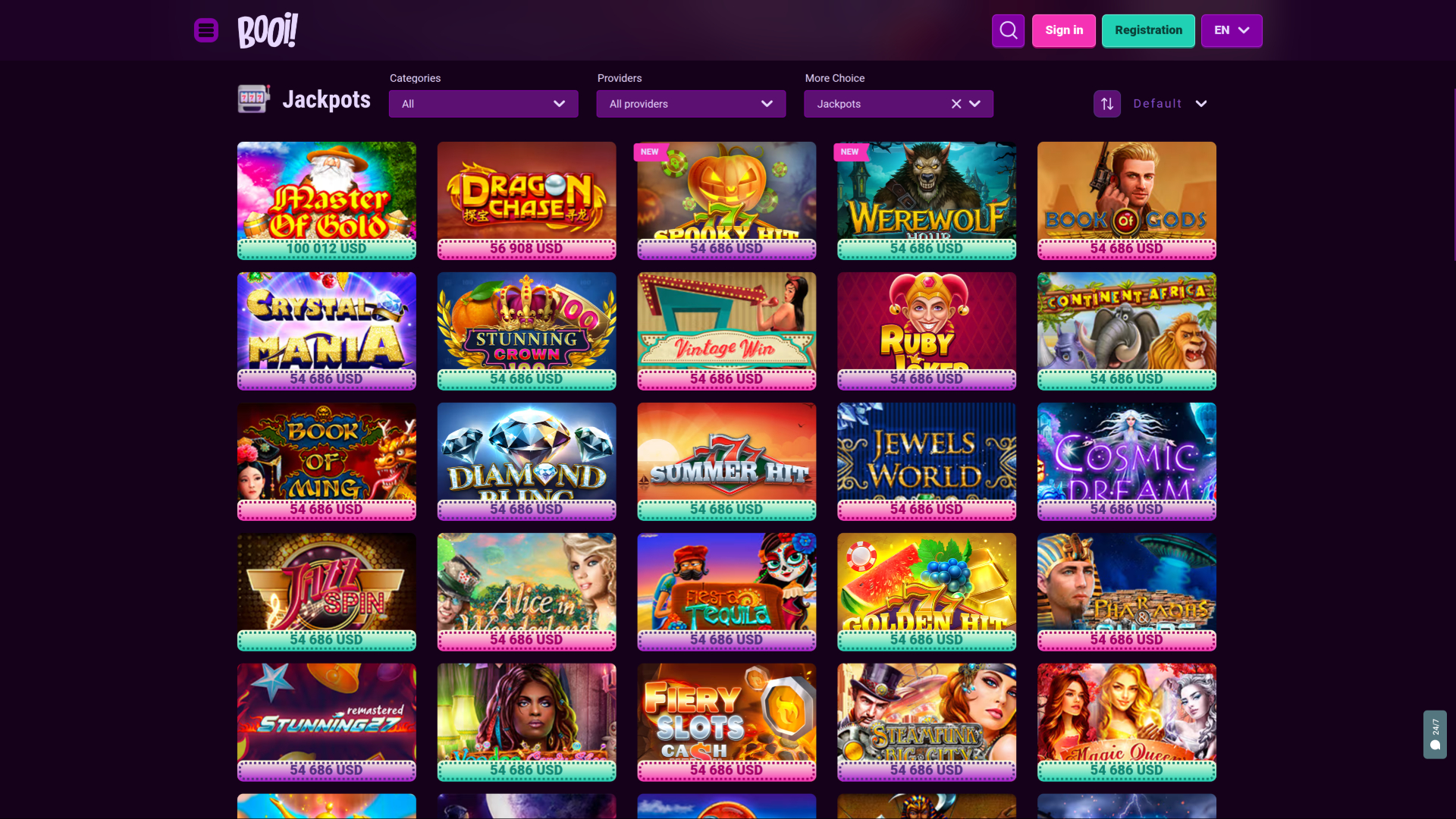 Jackpot do Booi Casino para desktop