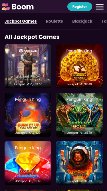 Jackpot mobile de Boom Casino