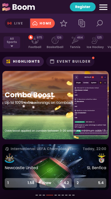 Sports mobiles de Boom Casino