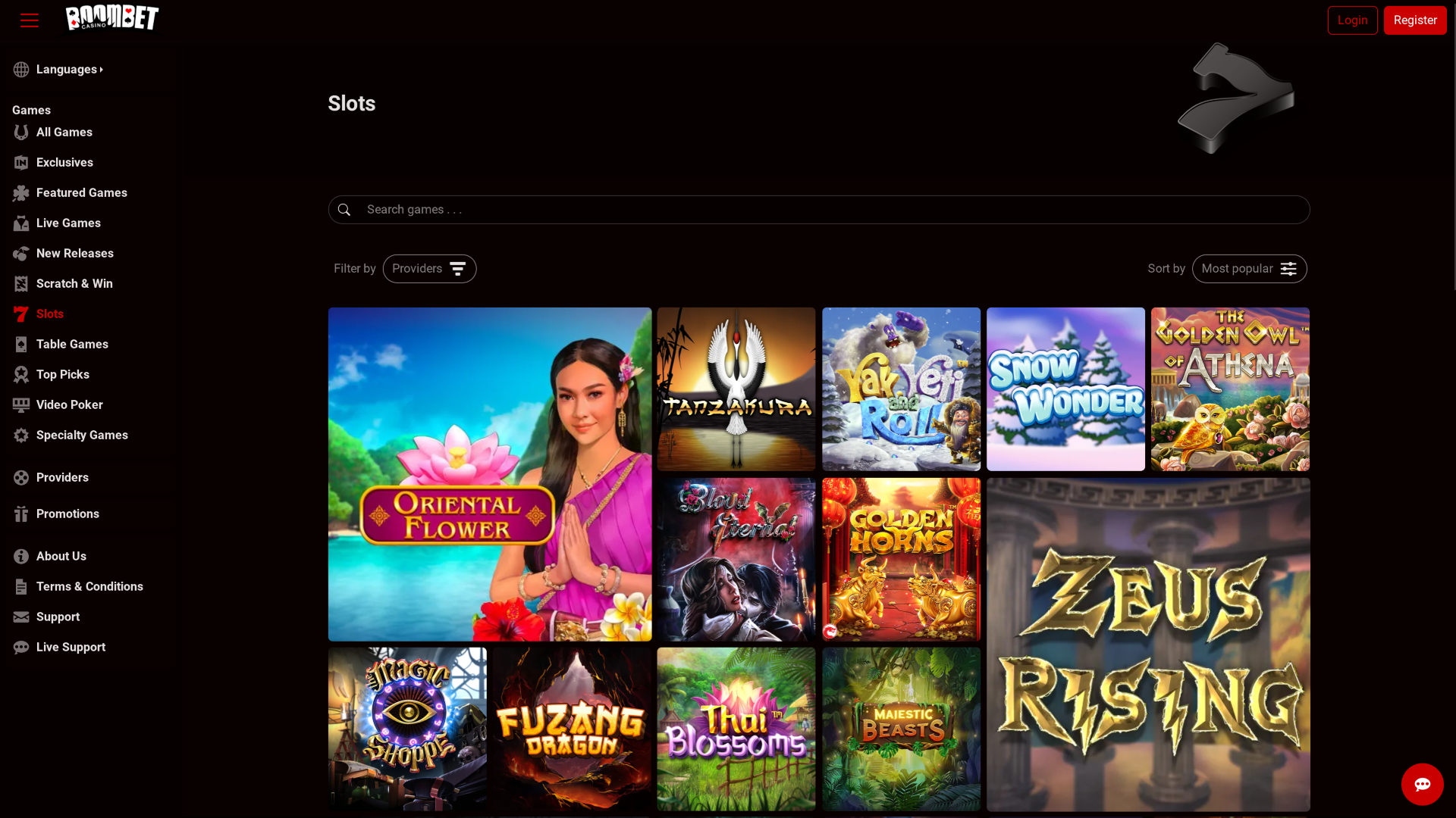 Jeux de Boombet Casino sur ordinateur