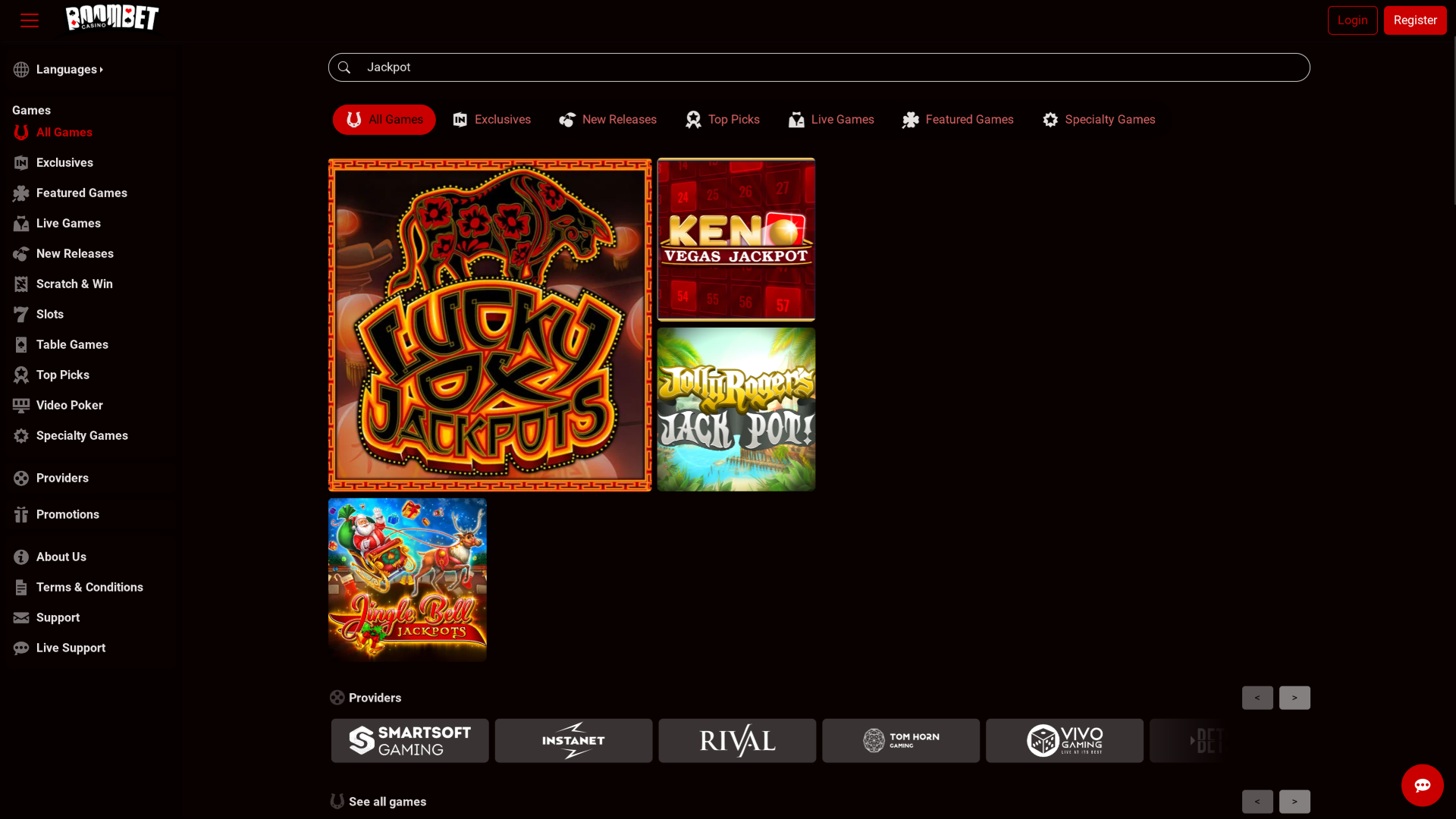 Jackpot de Boombet Casino sur ordinateur