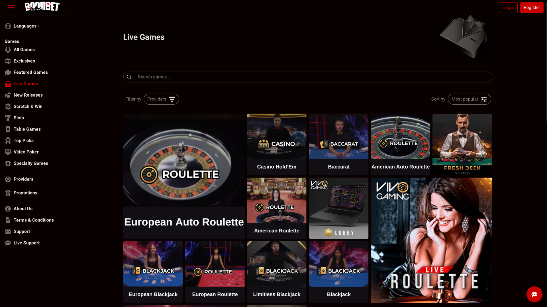 Croupier en direct de Boombet Casino sur ordinateur