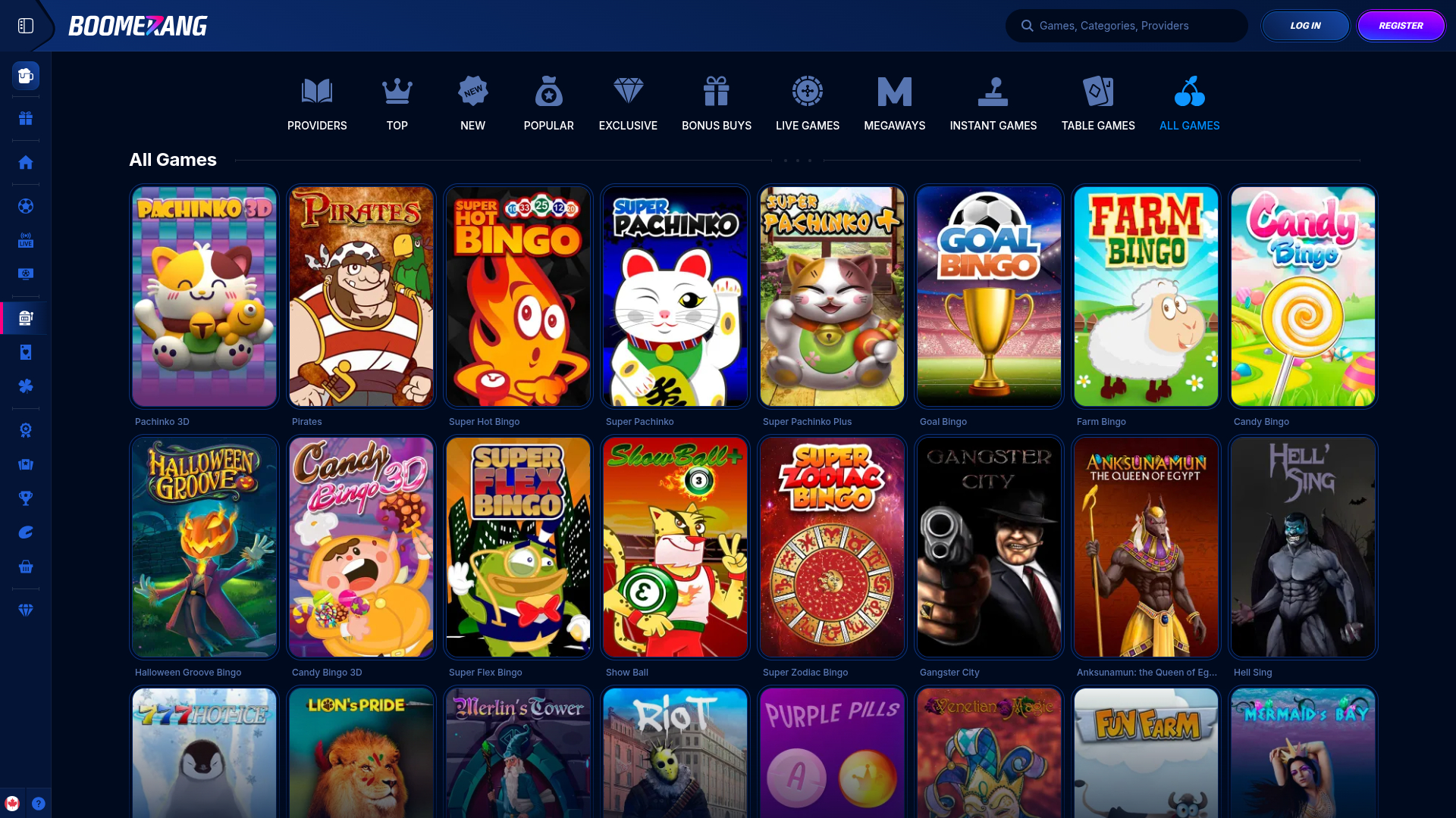 Boomerang Bet Casino Desktop-Spiele