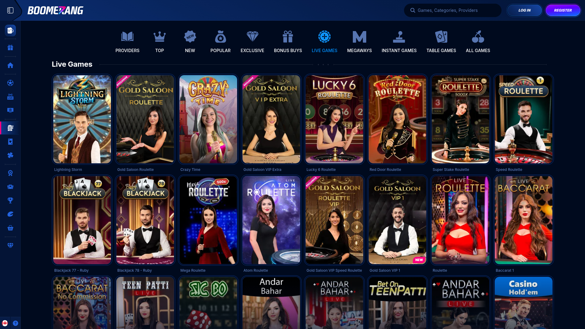 Boomerang Bet Casino Desktop-Live-Dealer