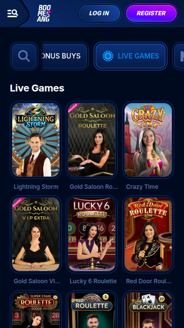 Boomerang Bet Casino mobiler Live-Dealer