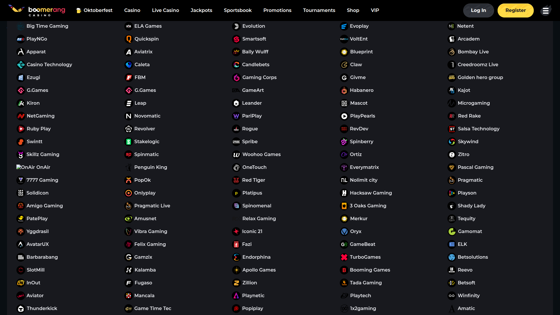 Développeurs de jeux sur ordinateur de Boomerang Casino