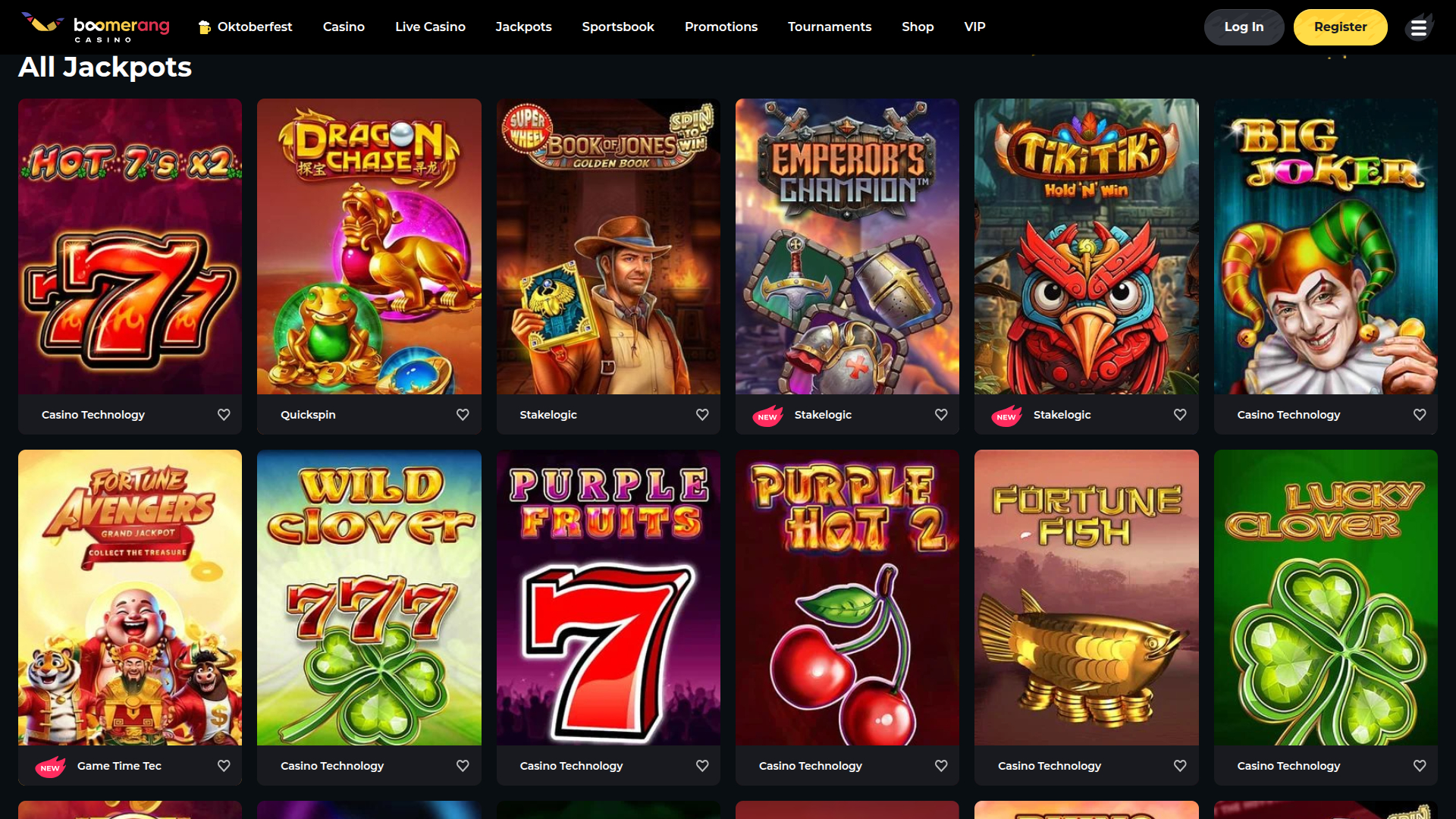 Jackpot sur ordinateur de Boomerang Casino