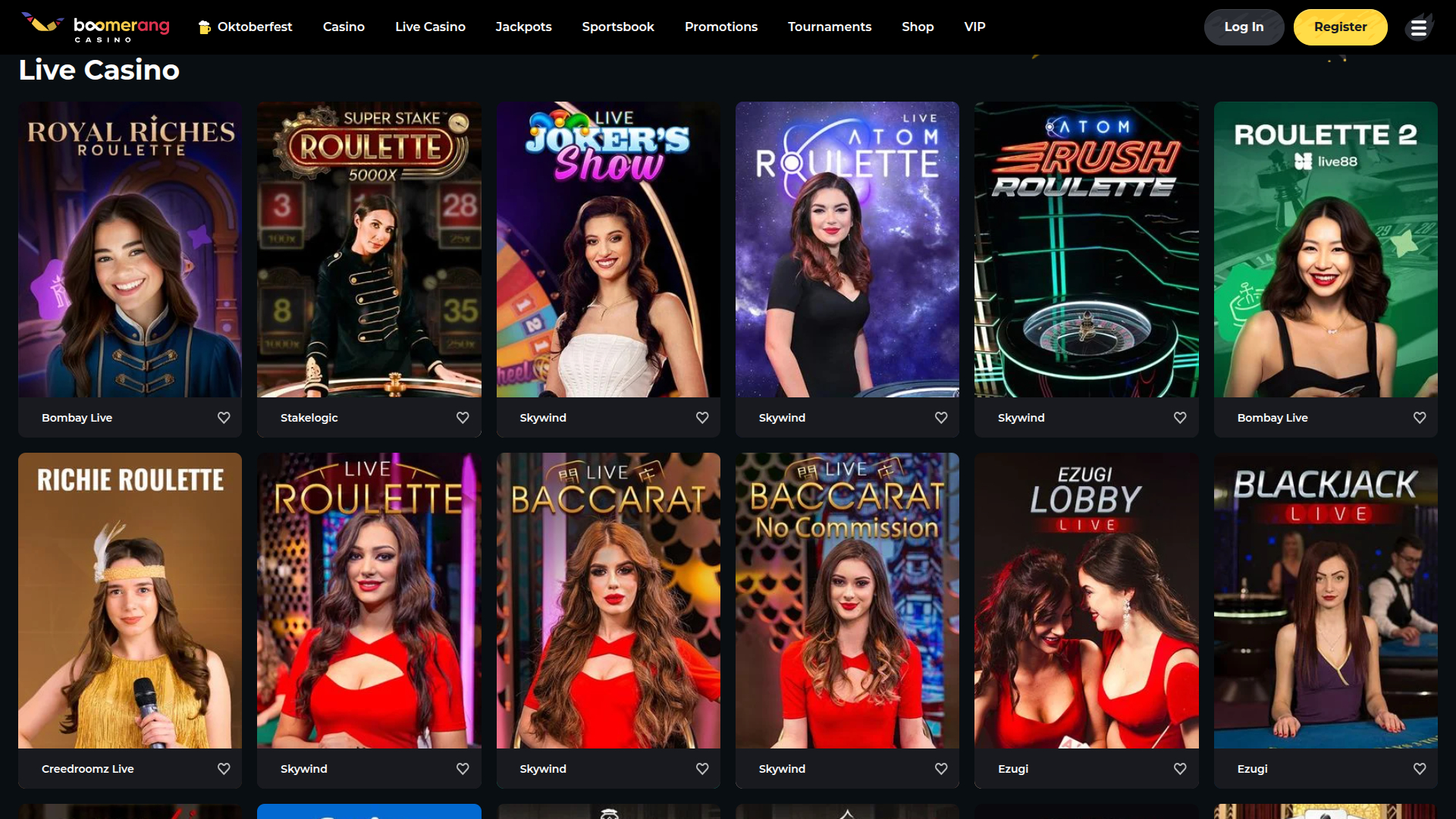 Croupier en direct sur ordinateur de Boomerang Casino