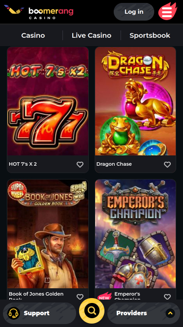 Jackpot mobile de Boomerang Casino