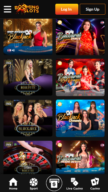 Croupier en direct mobile de BoomingSlots Casino