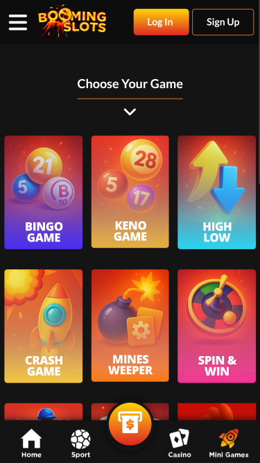 BoomingSlots Casino Mobile Minispiele