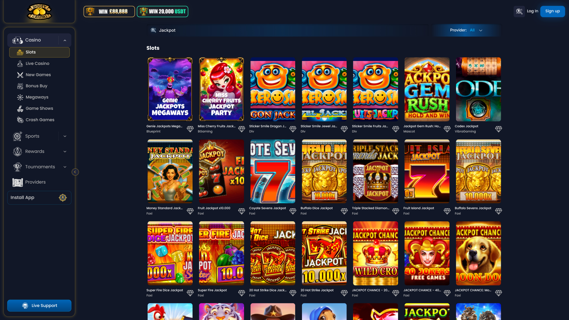 Booty Casino デスクトップジャックポット
