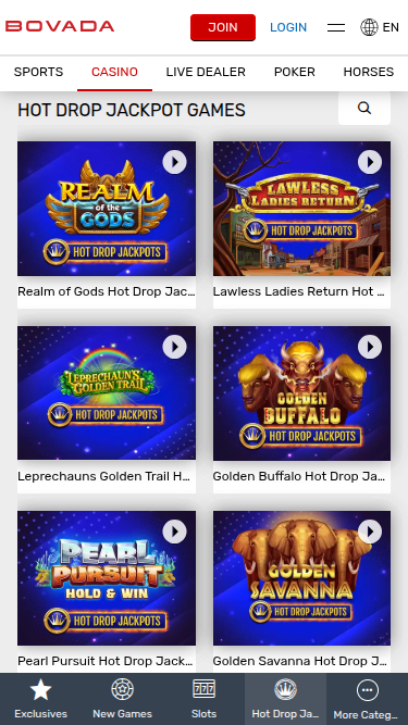 Jackpot mobile di Bovada Casino