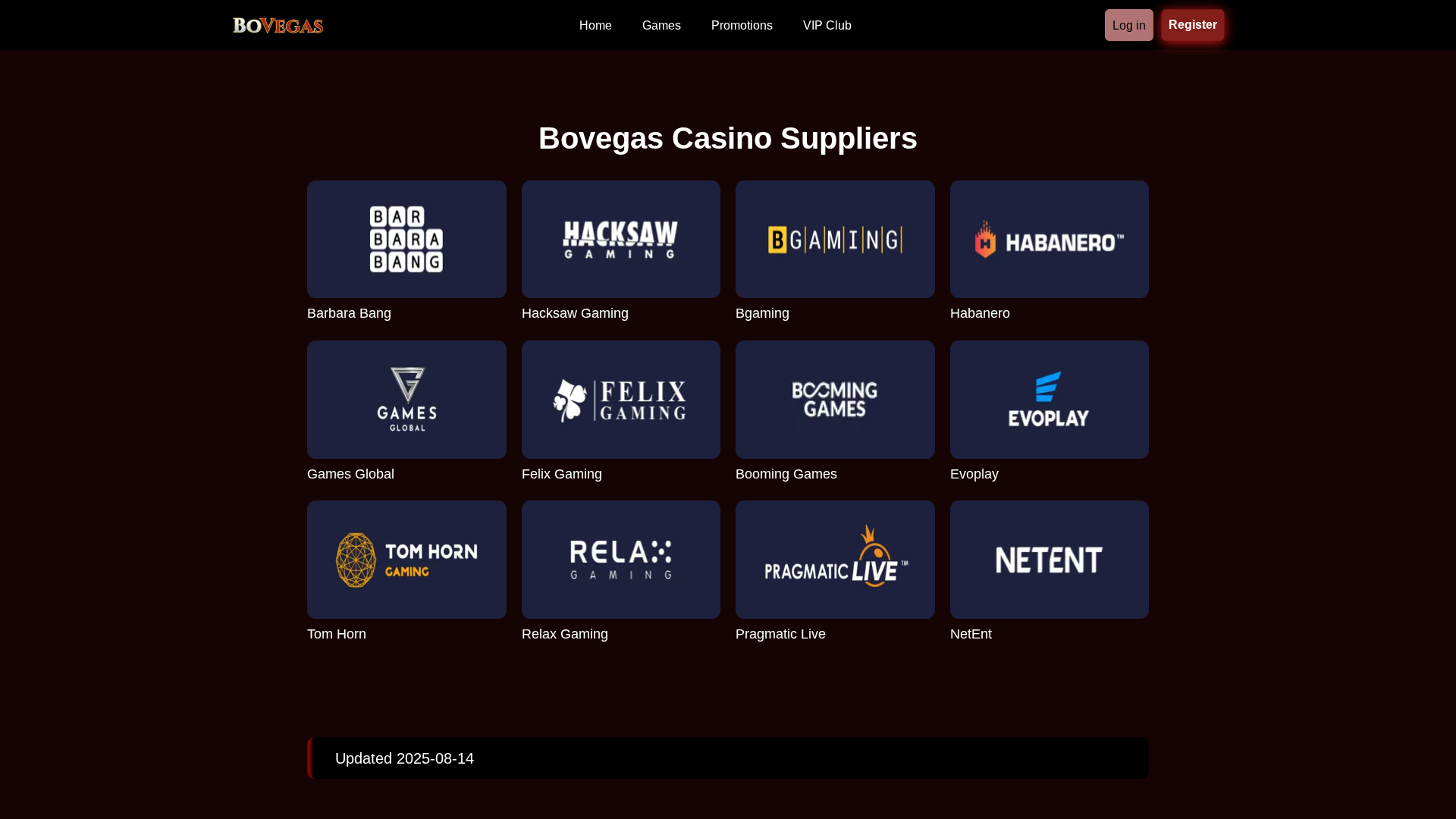 Desarrolladores de juegos de escritorio de BoVegas Casino