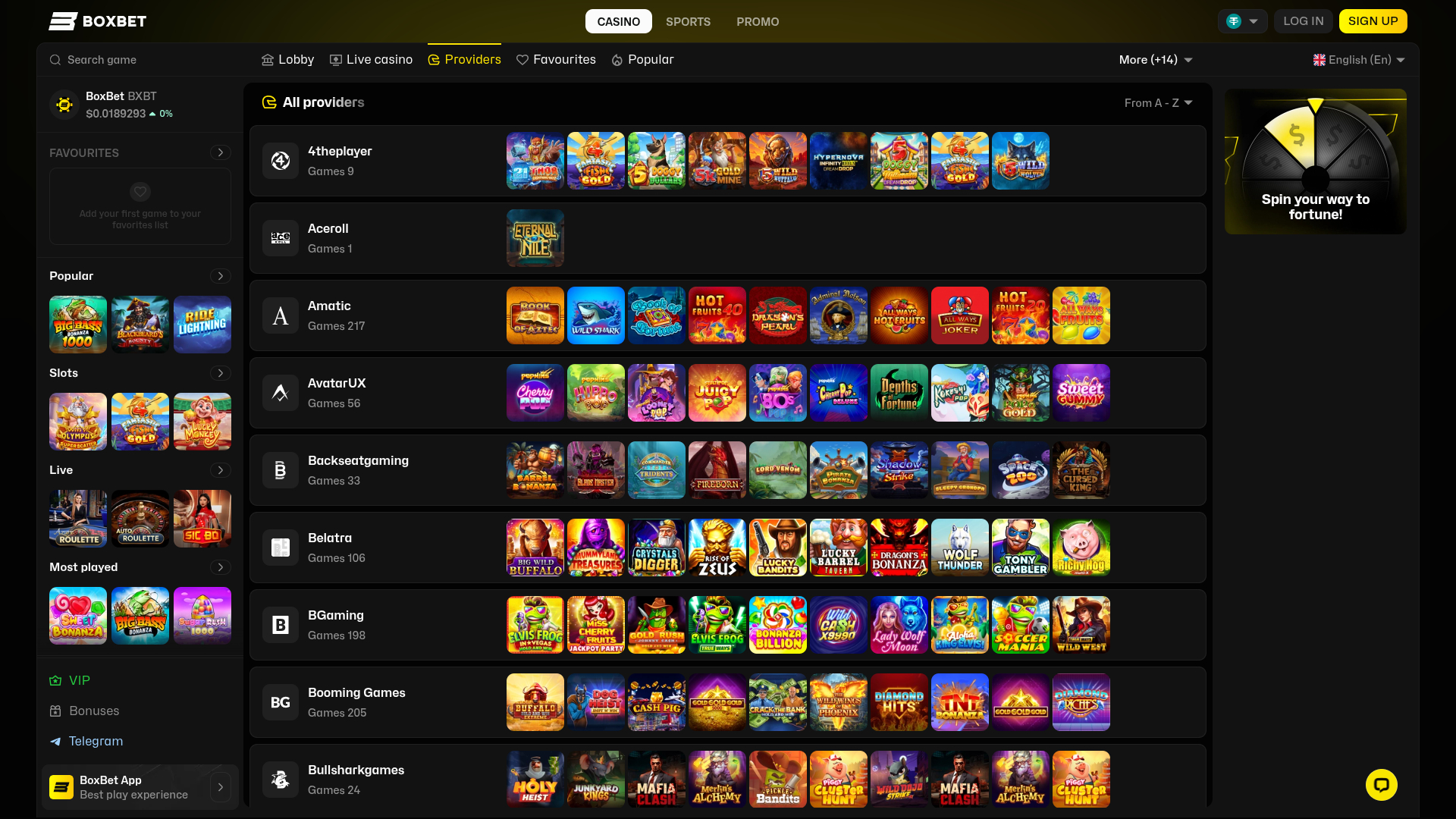 BoxBet Casino Desktop-Spieleentwickler