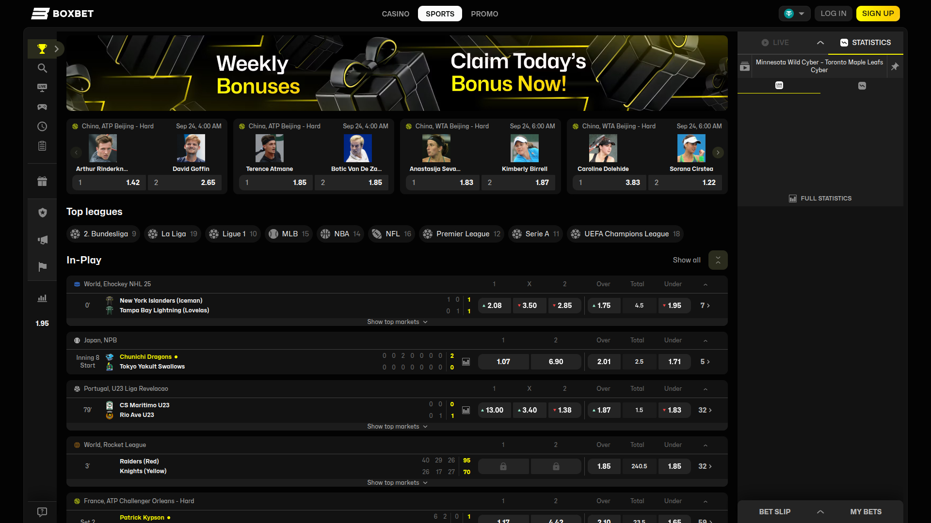 BoxBet Casino Desktop-Sportwetten