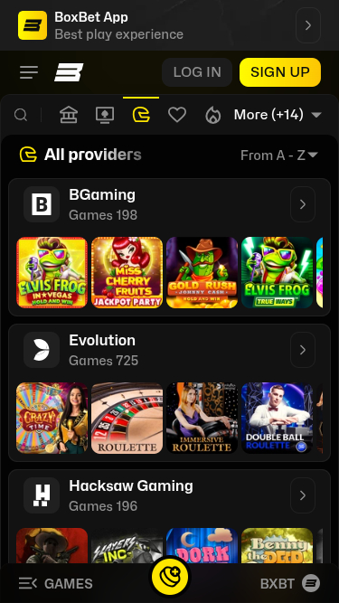 BoxBet Casino mobile Spieleentwickler