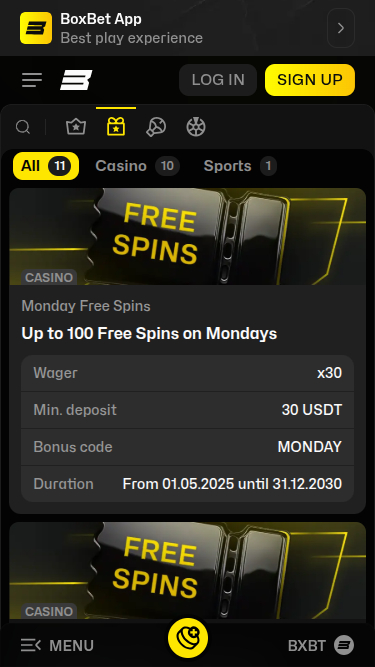 BoxBet Casino mobile Aktionen