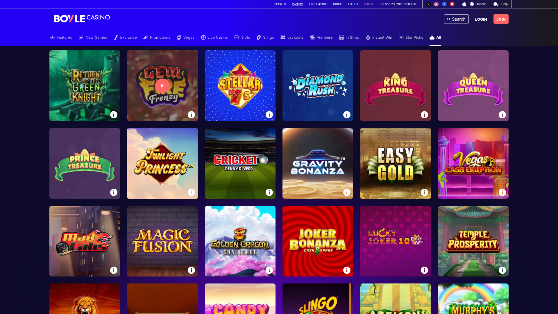 BoyleSports Casino Desktop-Spiele