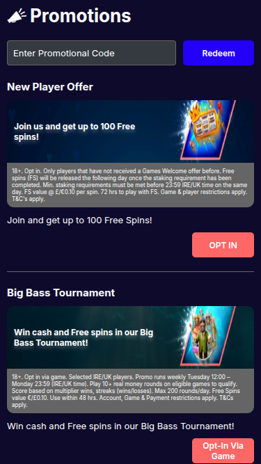 BoyleSports Casino mobile Aktionen
