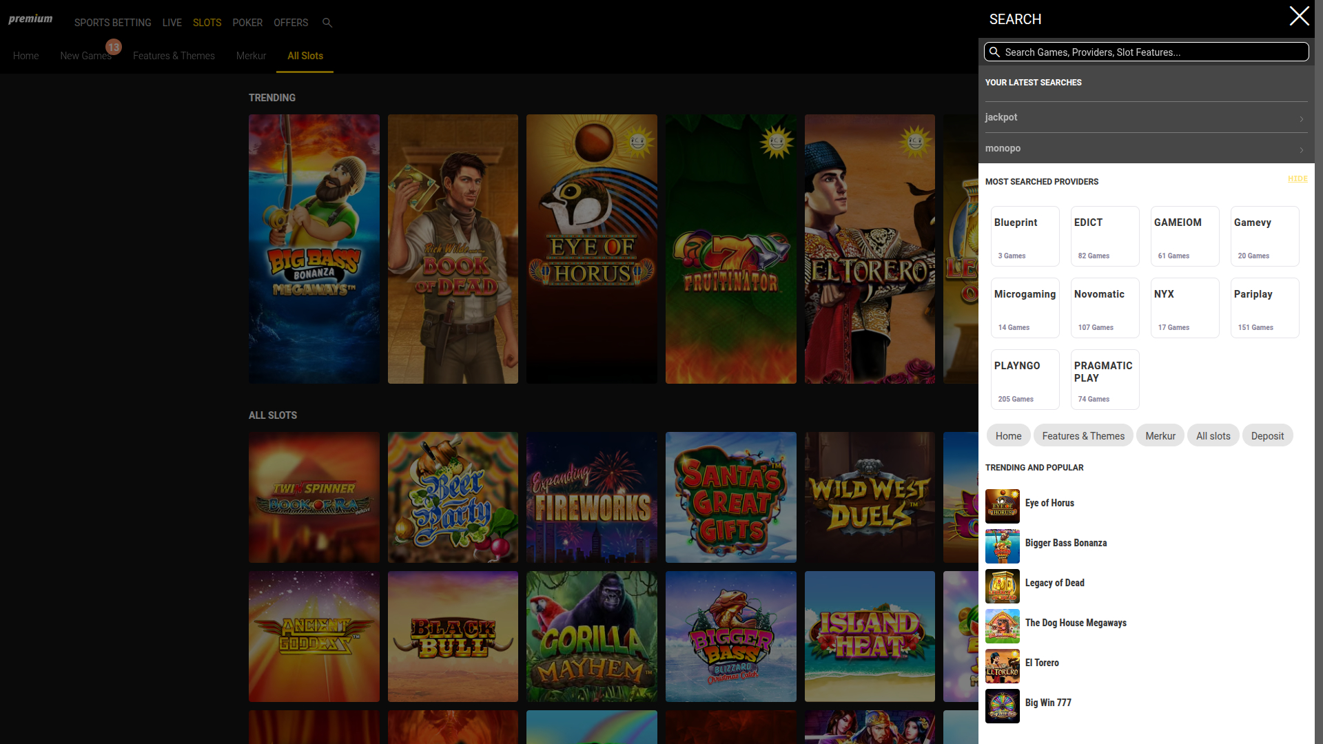 Développeurs de jeux sur bureau de Bpremium Casino