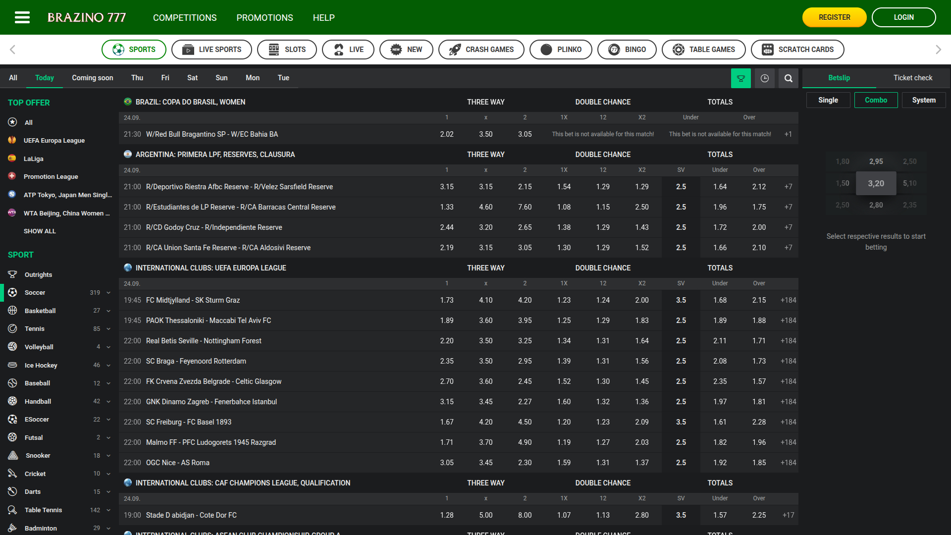 Deportes de escritorio de Brazino777 Casino