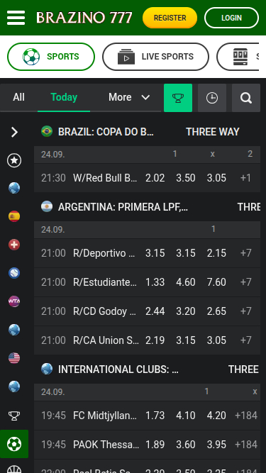 Deportes móviles de Brazino777 Casino