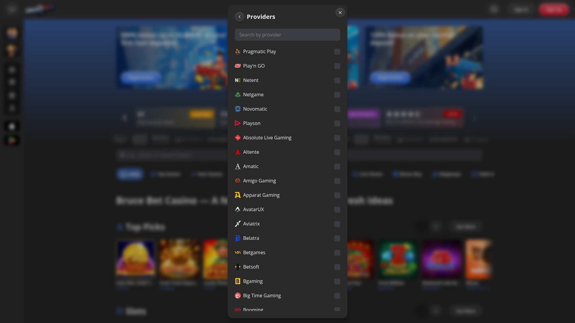 Développeurs de jeux sur bureau de BruceBet Casino
