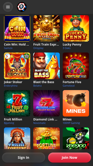 Jeux mobiles de BruceBet Casino