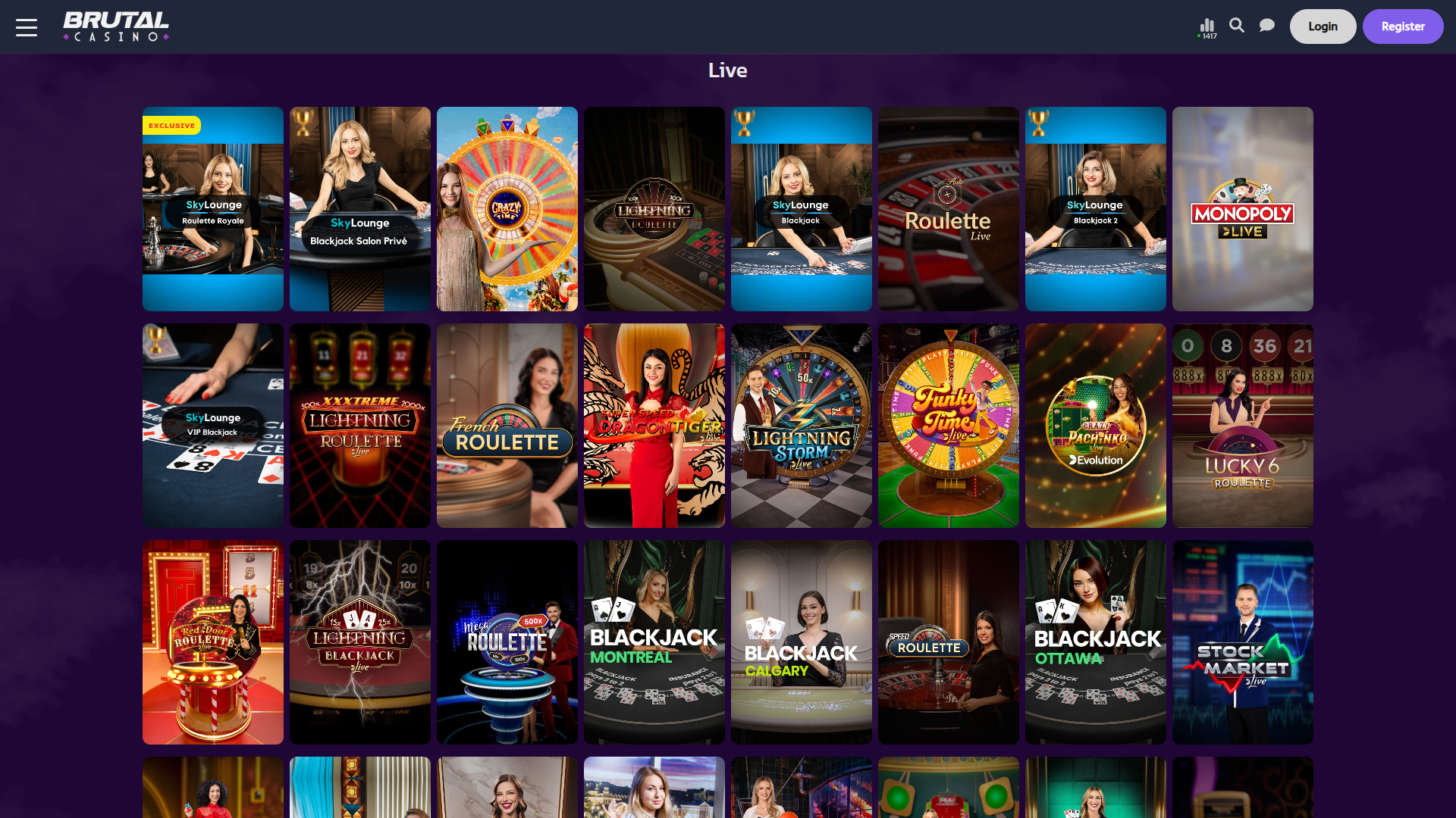 Croupier en direct sur bureau de Brutal Casino