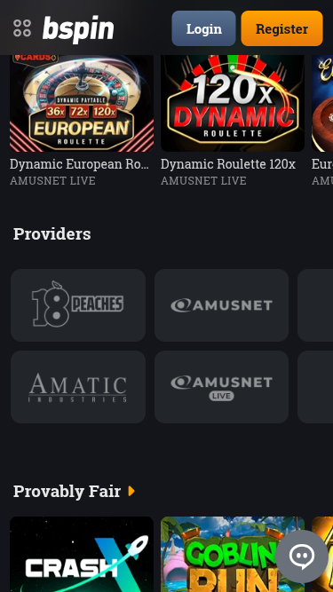 Développeurs de jeux mobiles de Bspin.io Casino