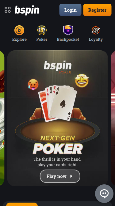 Page d'accueil mobile de Bspin.io Casino